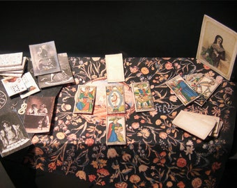 1:12 miniature TAROT set, fortune reader, Tarot Lenormand & Marseille with Handkerchief, portrait.... DIY PRINTABLE Download, easy tutorial