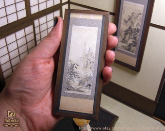 Miniature Framed Japanese Watercolor Art: Dollhouse Wall Decor (Digital Download)
