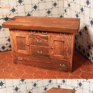 Antique wood sideboard . 1900s. DIGITAL DOWNLOAD . 12th. Miniature. papercraft DIY dollhouse. Video Tutorial