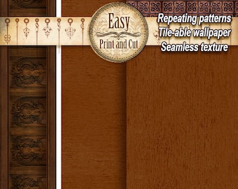 Dollhouse Wallpaper: Victorian Wood Panel Texture (Digital Download)