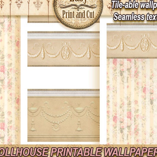 Dollhouse Wallpaper 1:12 Cane Lattice Yellow Gold 