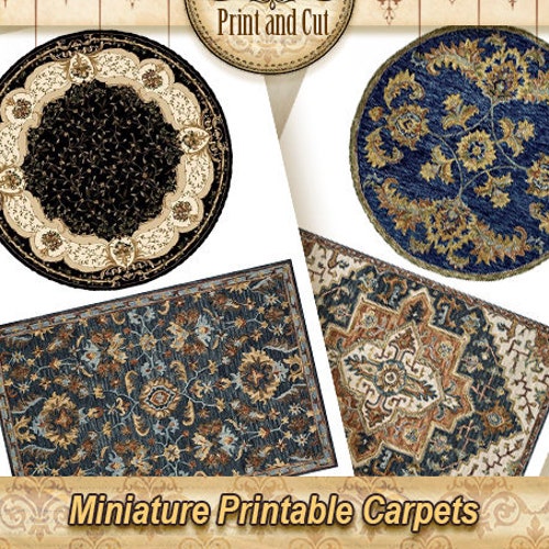 4 Dollhouse Carpets PRINTABLE DIGITAL DOWNLOAD. 1:12 Scale. - Etsy