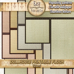 4 Tatami Traditional floors, 4 shades .Repeating  patterns . PRINTABLE DIGITAL DOWNLOAD. 1:12 scale. Miniatures. Roombox.