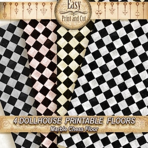 4 Dollhouse Marble Chess Floor, 4 color tone of Marble, Repeating  patterns . PRINTABLE DIGITAL DOWNLOAD. 1:12 scale. Miniatures & Roombox.