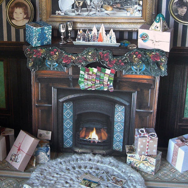 Victorian Fireplace. Christmas Decoration. Printable DIGITAL DOWNLOAD. 12th . video tutorial. Papercraft. DIY.