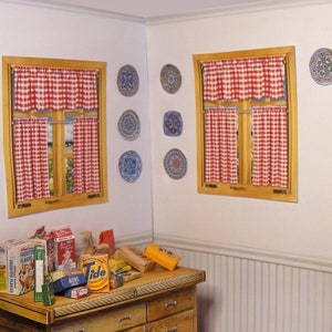 Dollhouse Vintage kitchen windows, 6 plates for decoration, printable DIGITAL DOWNLOAD. free tutorial, retro, 1:12 scale, Miniature DIY.
