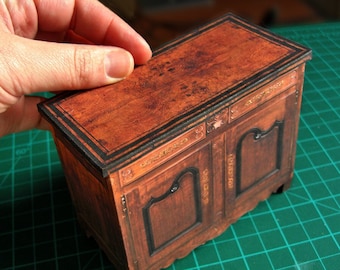 Miniature  reproduction of an Provencal 19th sideboard . DIGITAL DOWNLOAD . 12th. papercraft DIY . video tutorial