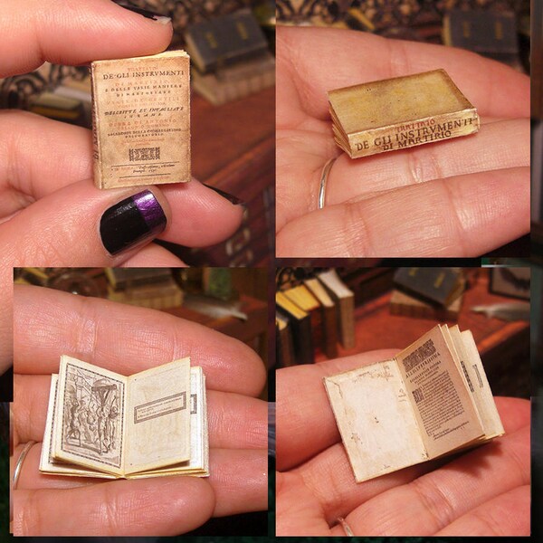 Trattato de gli Martirio. Medieval book about Torture. Miniature book for dollhouses printable DIGITAL DOWNLOAD. For 1:12 scale, tutorial