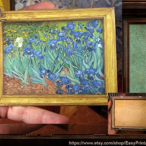 MINIATURE . framed painting art- Van Gogh Irises -  Printable - with video tutorial - Instant DIGITAL DOWNLOAD - Scale 1:12