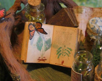 Miniature illustrated book, 1:12 scale, HERBARIUM liber medicinalis, antique medieval herbal medicine book, PRINTABLE, diy, witches books.