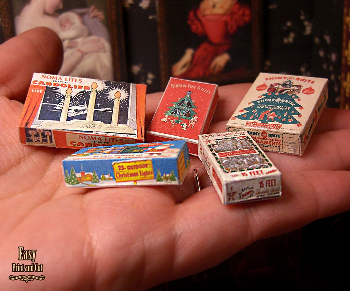 5 CHRISTMAS DECORATION Dollhouse Printable Miniature. Vintage - Etsy