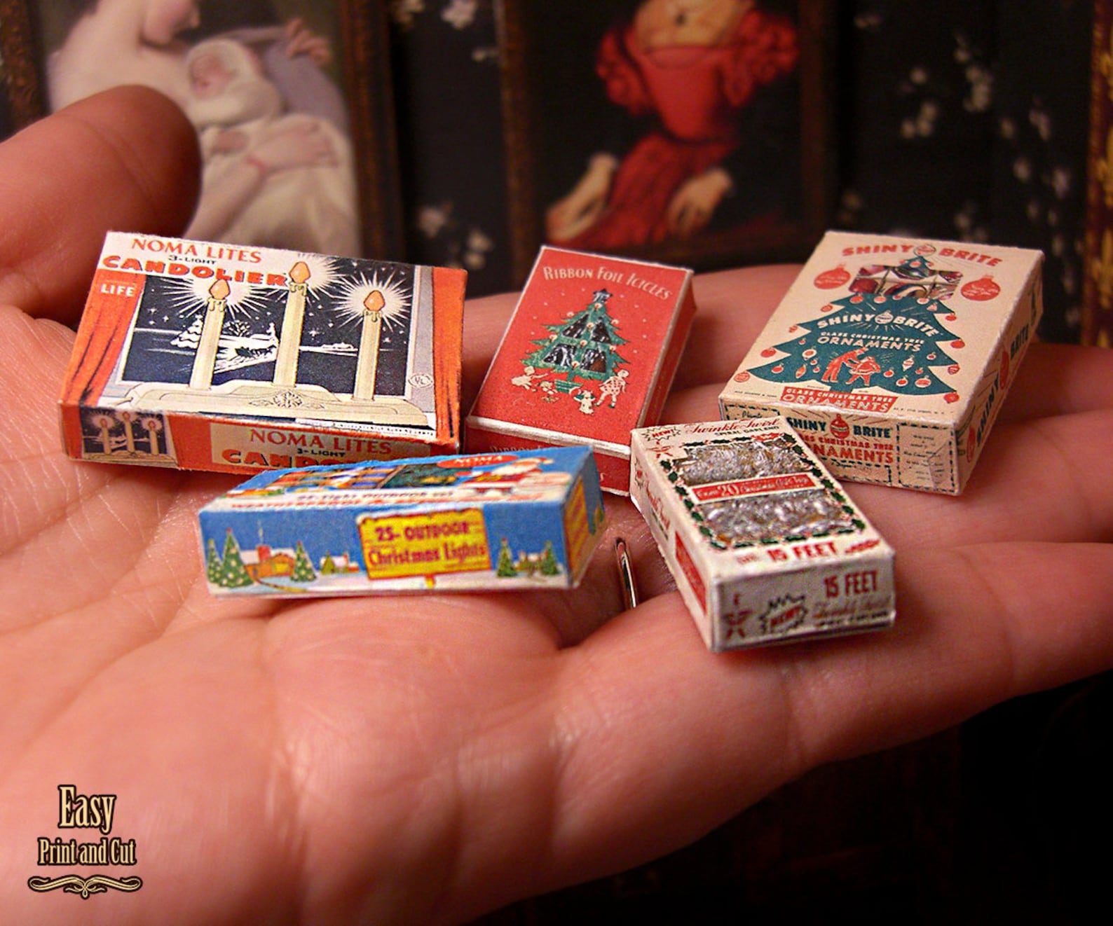5 CHRISTMAS DECORATION Dollhouse Printable Miniature. Vintage - Etsy