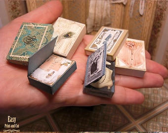 Cadeaux victoriens miniatures pour maison de poupée. BOITES D'ORIGINE. Téléchargement numérique. échelle 1:12. Tutoriel gratuit. Evolutif pour Blythe Barbie... vintage.