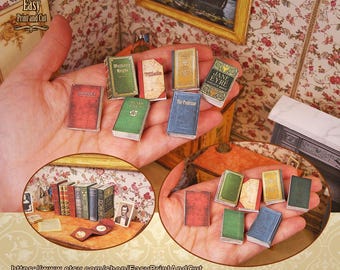 Collection de couvertures de livres miniatures des soeurs Brontë, échelle 1:12, TÉLÉCHARGEMENT NUMÉRIQUE imprimable, tutoriel gratuit, bibliothèque de maison de poupée.