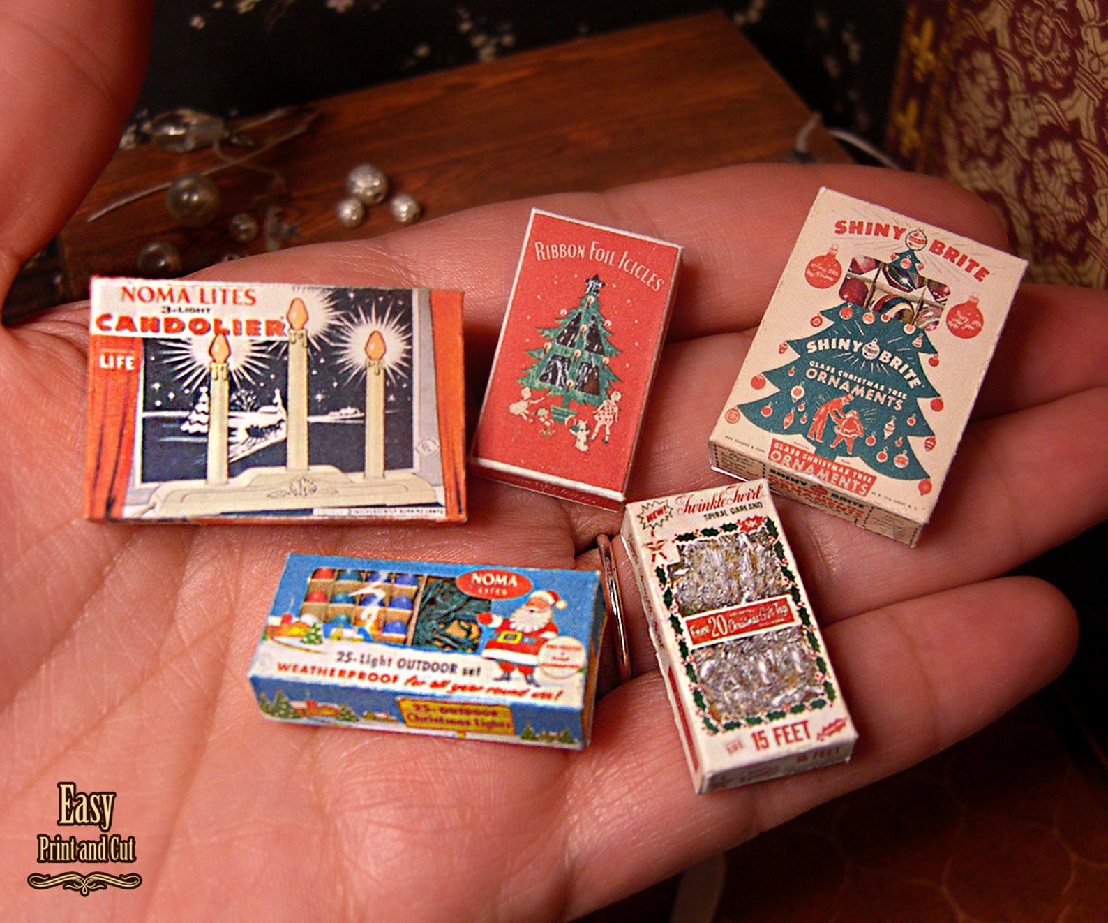 5 CHRISTMAS DECORATION Dollhouse Printable Miniature. Vintage - Etsy
