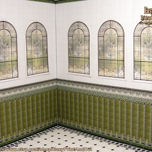 6 Dollhouse Windows 1:12 Scale, Printable, Miniature Victorian Bathroom ...