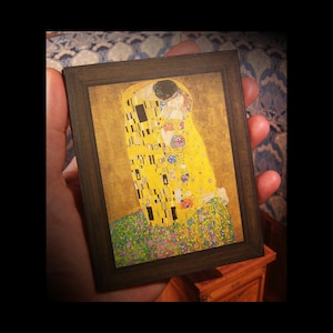 MINIATURE  framed painting art. the kiss .  Instant DIGITAL DOWNLOAD . 1:12 th . with video tutorial