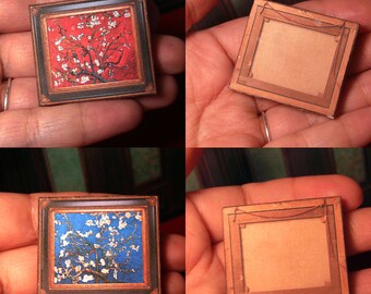 Miniature Framed Almond Blossom Painting: Van Gogh Inspired (Digital Download)