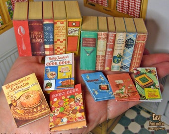 1:6 Miniatur Kochbuch Cover, große Sammlungen in Box, Vintage Bibliothek für Puppenhäuser, DIGITALER DOWNLOAD. Kostenlose einfache DIY-Anleitung.