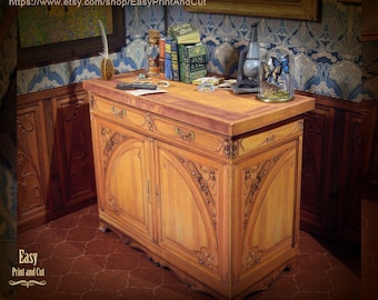 Enfilade Art Nouveau. Créations en papier miniatures pour maisons de poupées. TÉLÉCHARGEMENT NUMÉRIQUE. Le 12 Tutoriel VIDÉO