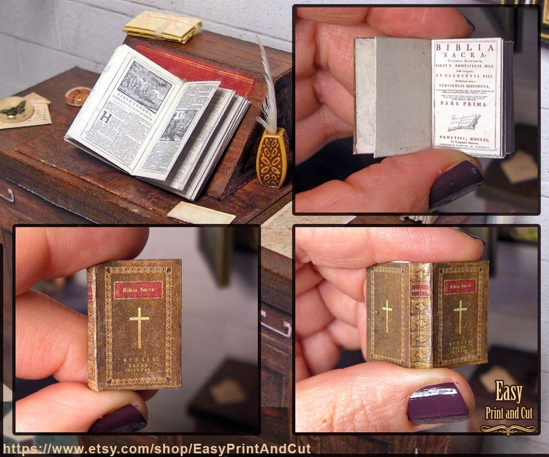 Miniature Book, Antique Bible Sacra . Miniature Illustrated Biblia ...
