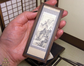 Miniature Framed Japanese Watercolor Art: Dollhouse Wall Decor (Digital Download)