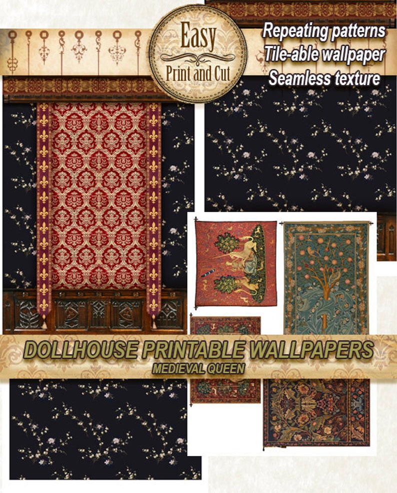 Dollhouse Wallpaper Decorative Molding Embroidered Panels Etsy