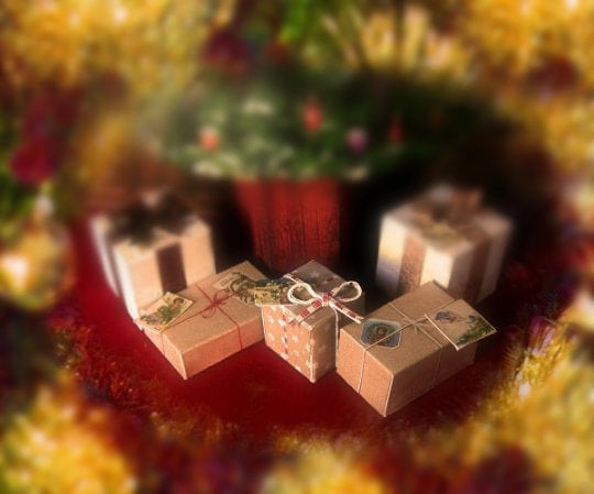 3 miniature GIFTS BOXES  and 8 authentic Victorian Christmas cards , Instant Digital download, for Miniature houses, Scale 1:12 and tutorial