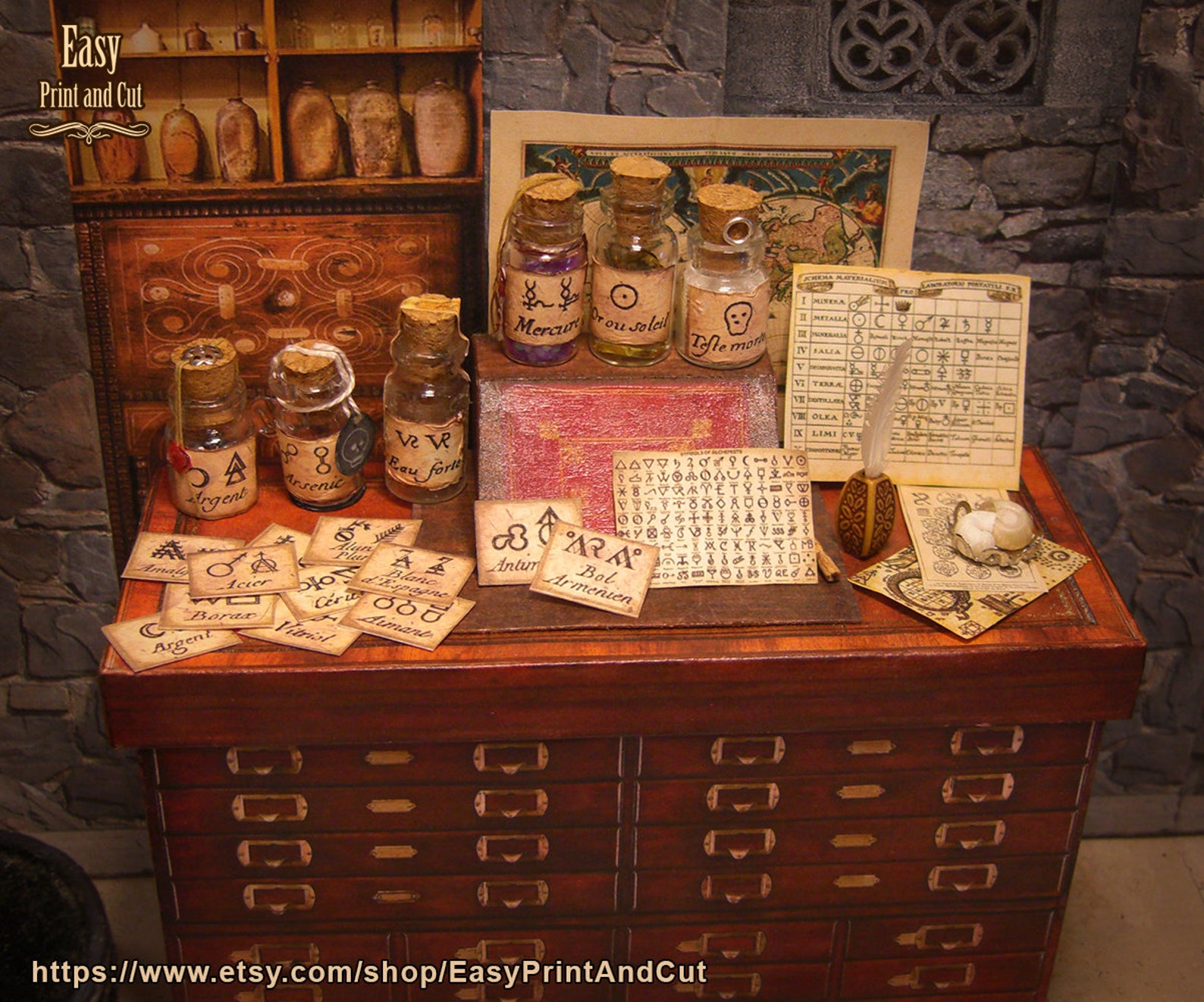 18 Miniature Alchemy Labels, 1:12 Scale, With 32 Sealing Wax, Real ...