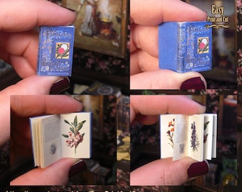 Miniature illustrated book about Garden Flowers, victorian era, for dollhouses, roombox or diorama 1:12 scale , printable with tutorial.