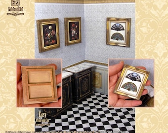 Marco expositor de abanico victoriano 1:12 / Miniatura de arte mural antiguo / Imprimible del siglo XVIII