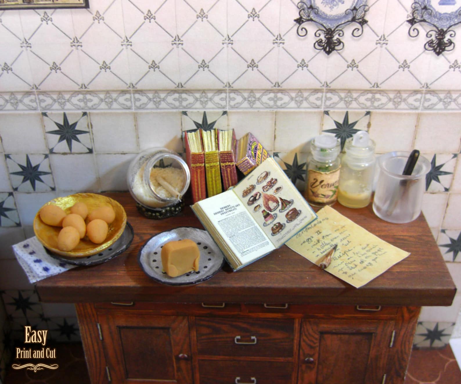 Dollhouse Wallpaper Antique Kitchen and Floor. Tiles. - Etsy UK