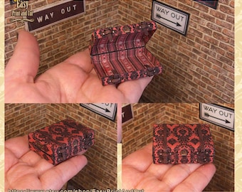 Dollhouse Victorian suitcase | design with damask motives | 1:12 Scale Printable DIY