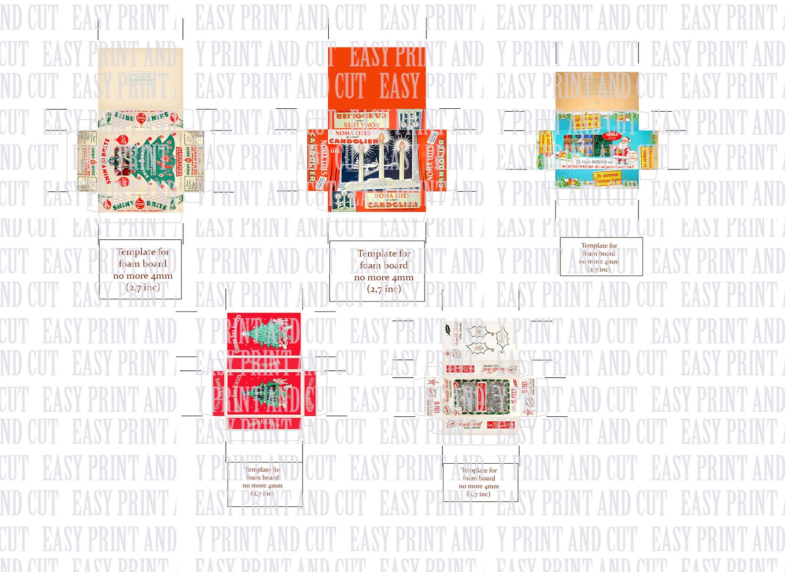 5 CHRISTMAS DECORATION Dollhouse Printable Miniature. Vintage - Etsy