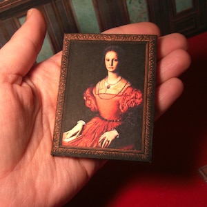 MINIATURE framed painting art. Countess Elizabeth Bathory.  Printable . Instant DIGITAL DOWNLOAD . with video tutorial . Scale 1:12