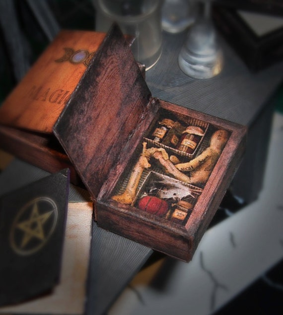 Miniature Voodoo Box Case, Shadow Box, Magic Tools , Victorian.