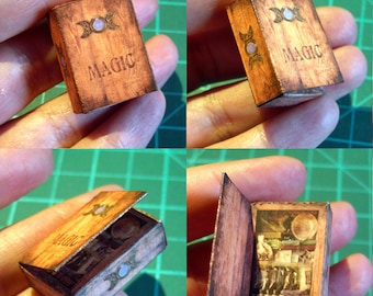Witch magic box set, scale 1:12,  miniature dollhouse, wicca tools and potion herbs, PRINTABLE DOWNLOAD, Halloween miniature decorations.