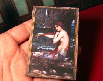 Miniature Framed Mermaid Art: Waterhouse Siren Printable (Digital Download)