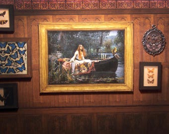MINIATUR Bilderrahmen Kunst. Die Dame von Shalott. J.William Waterhouse. Druckbarer Digital DOWNLOAD. DIY . Einfache Video-Anleitung. 1:12