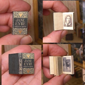 Jane Eyre, Miniature illustrated book for DollHouse, by Charlotte Brontë, Printable DIGITAL DOWNLOAD 1:12 scale, DIY, Scalable for blythe image 1