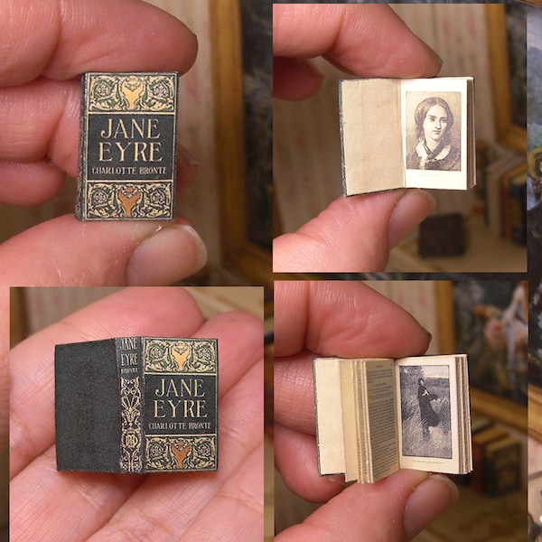 Jane Eyre, livre illustré miniature pour maison de poupée, par Charlotte Brontë, TÉLÉCHARGEMENT NUMÉRIQUE imprimable à l'échelle 1:12, bricolage, évolutif pour blythe