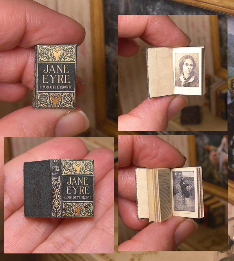 Jane Eyre, Miniature illustrated book for DollHouse, by Charlotte Brontë, Printable DIGITAL DOWNLOAD 1:12 scale, DIY, Scalable for blythe image 1