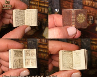 Livre alchimique à l'échelle 1 :12, miniature pour maison de poupée, dioramas... reproduction d'un livre authentique 1657, TÉLÉCHARGEMENT NUMÉRIQUE, tutoriel facile.
