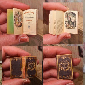 1:6 First Edition Christmas Carol . Miniature OPENABLE illustrated book . Charles Dickens DIGITAL DOWNLOAD . 6th . Blythe Barbie . tutorial