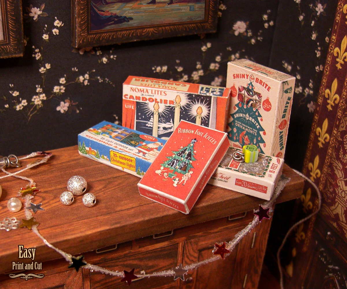 5 CHRISTMAS DECORATION Dollhouse Printable Miniature. Vintage - Etsy