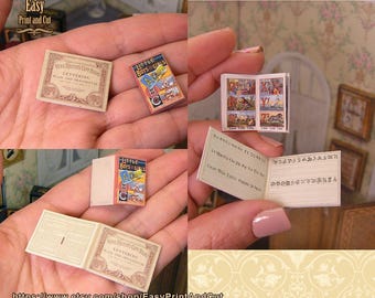 Miniature Victorian ABC Book Calligraphy Notebook | 112 Scale Dollhouse Library | Printable DIY