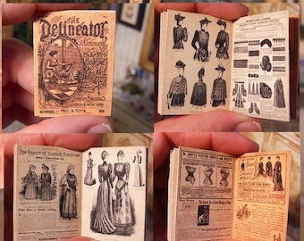 1:6 Scl. 3 Victorian magazines. Authentic reproductions . fashion . music score . pattern . Dollhouse. OPENABLE .DIGITAL DOWNLOAD . Tutorial