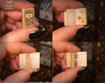 Grand Tour victorian Journal, miniature 1:12 scale, openable illustrated book, printable digital download.