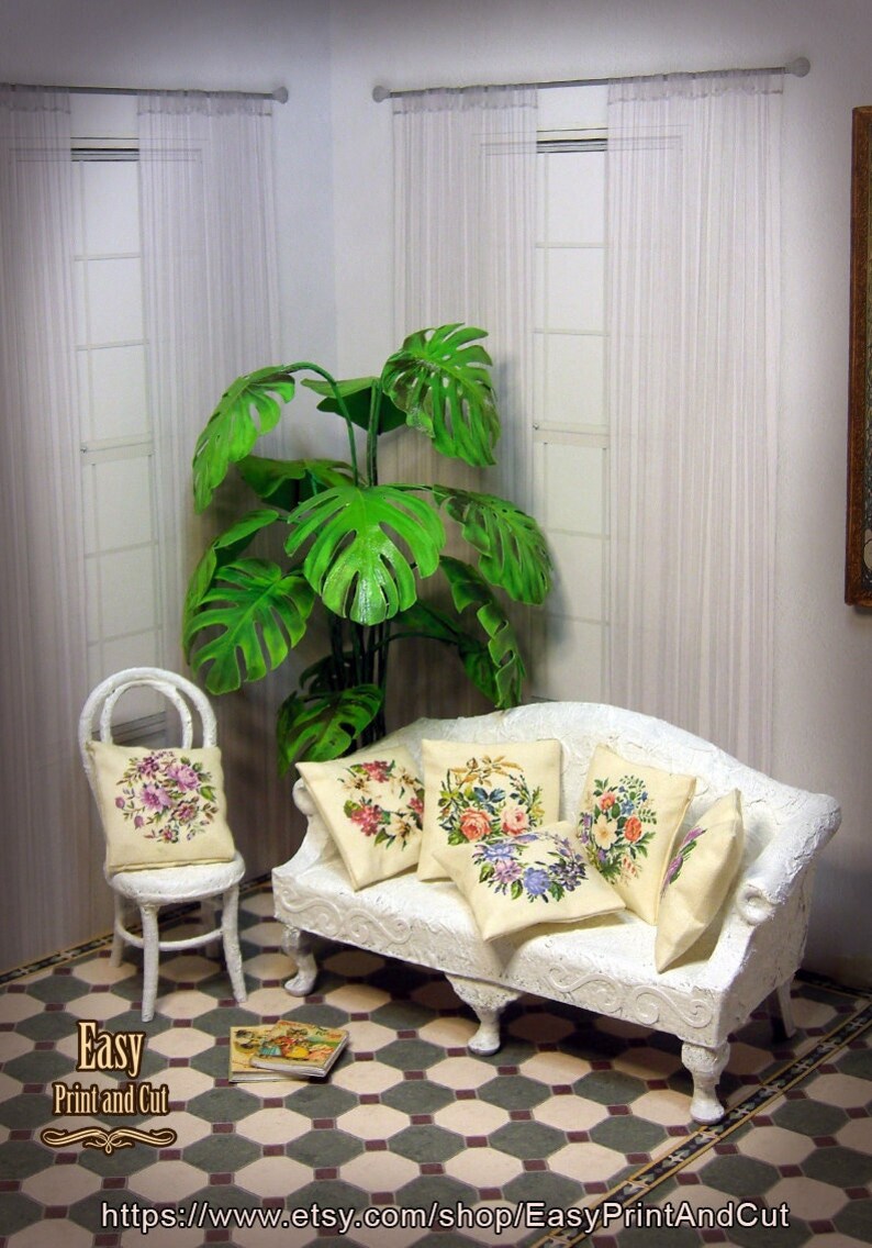 Miniature Printable Wallpaper White Wall With 2 Windows With Etsy