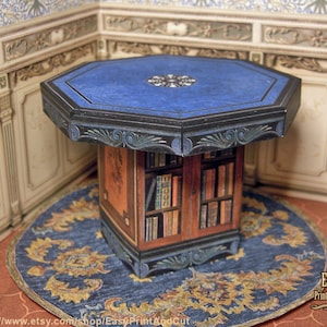 Mesa victoriana para casa de muñecas en miniatura. DESCARGA DIGITAL INSTANTÁNEA. 12.ª edición. Manualidades de papel. Tutorial. Hazlo tú mismo.